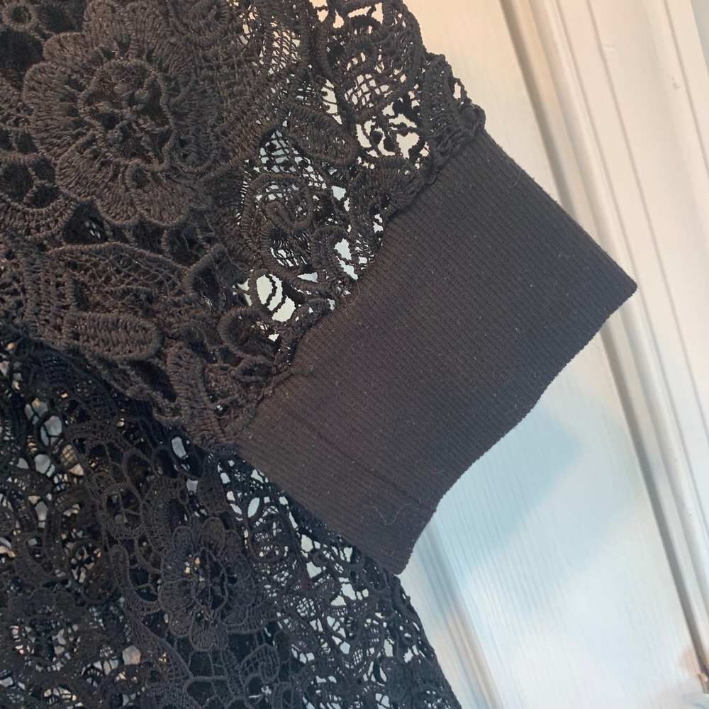 Lane Bryant Lace Top 26/28 Black Floral Sheer Long Sleeve Whimsigoth Witchy Chic - Picture 8 of 8